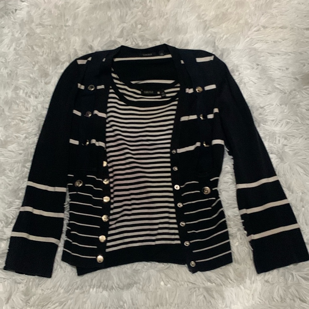 Carlisle Blue/White Stripe Cardigan Set